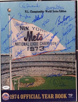 1973 New York Mets Team Signed 11x14 Photo With 27 Signatures Including Mays, Seaver & Berra